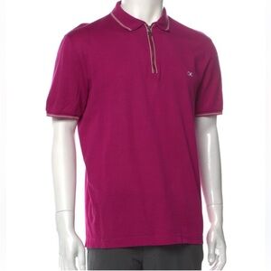 Salvatore Ferragamo Purple Polo Shirt with Zip Collar Medium